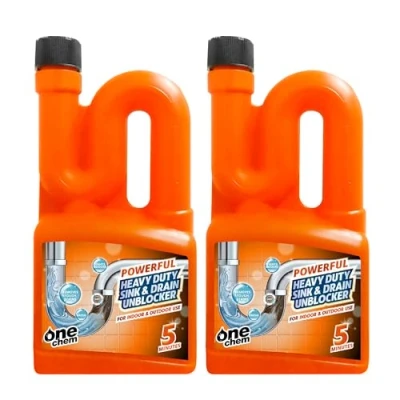 Image of One Chem Heavy Duty Sink and Drain Unblocker 2 x 750ml Powerful formula for indoor outdoor use