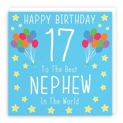 Image of Hunts England Large Nephew 17th Birthday Card Happy 17 To The Best In World Iconic Collection 210 x mm Age