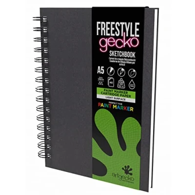 Image of Artgecko Paint Marker Sketch Book A5 Portrait 60 Pages (30 Sheets) 250gsm Smooth Bright White Hybrid Paper