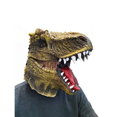 Image of PartyHop Dinosaur Mask T rex Head Animal Latex Full Realistic Masks Fancy Dress for Halloween Carnival Costume Party, Funny Face Adults