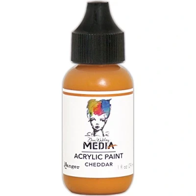 Image of Ranger Dina Wakley Media Acrylic Paint Cheddar, Synthetic Material, Orange, 3.1 x 8.5 cm
