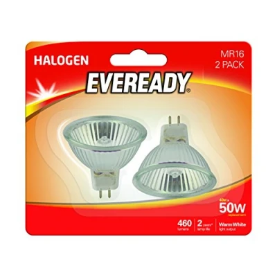 Image of Eveready ECO Halogen 40W (50W Equivalent) MR16 Cap Light Bulb, Pack of 2, GU5.3, 50 W