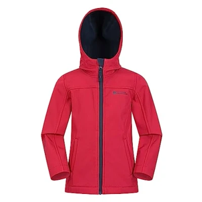 Image of Mountain Warehouse Exodus Kids Softshell Jacket Breathable Childrens Jacket, Showerproof Girls Coat, Fleece Lined Boys Hoodie, Wind Resistant for Travelling, Red, 7 8 Years