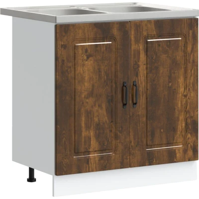 Image of vidaXL Kitchen Cabinet 2 pcs Brown 80 x 46 81.5 cm Engineered wood