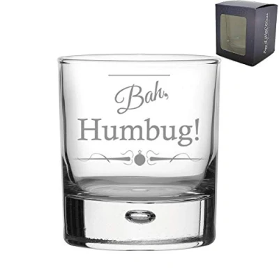 Image of Engraved Novelty Christmas Whiskey Glass&quot;Bah, Humbug!&quot; Gift Boxed