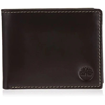 Image of Timberland mens Leather With Attached Flip Pocket Travel Accessory Bi Fold Wallet, Brown (Cloudy), One Size UK