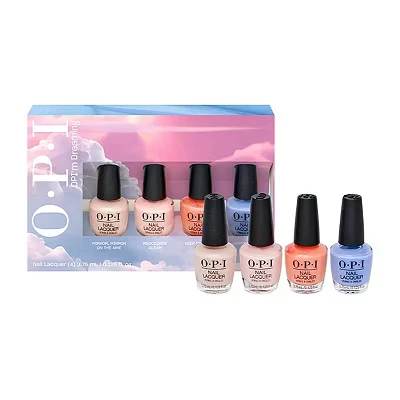 Image of OPI&#039;m Dreaming Mini Nail Lacquer Gift Set Shimmery Sheer Polish Chip Resistant &amp; Quick Dry (4 x 3.75ml)