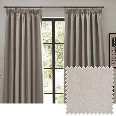 Image of furn. Dawn Blackout Pencil Pleat Curtains Width x Drop 168 137cm (66 54) Linen