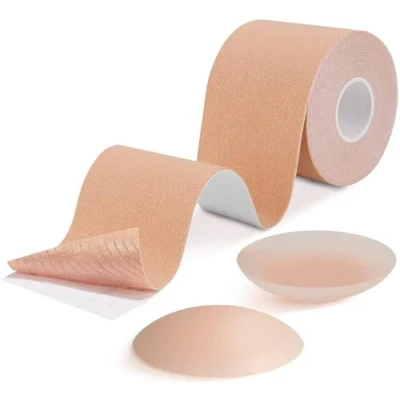 Image of Boob Tape, Bob Tape for Large Breasts, Booby 5M Boobtapes with 2pcs Reusable Nipple Covers, Adhesive Bra Strapless bras Stick on Invisible Body Breast Lift Breasts A G Cup
