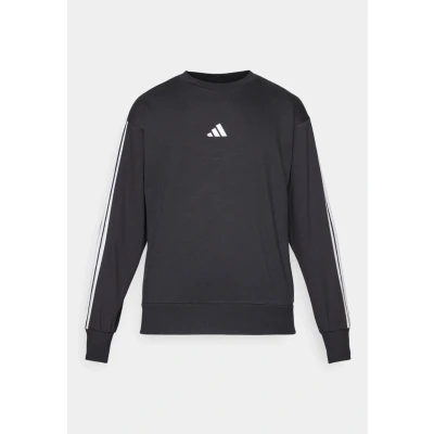 Image of adidas Sportswear Essential Three Stripes French Terry Sweatshirt, Men&#039;s, Size: Large, Black/white