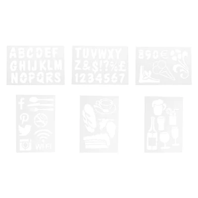 Image of Securit Liquid Chalkmarker Pen Stencil Set for Display Signage 6 Piece Set, Transparent Blackboards in Cafe or Restaurants, Assorted Shapes &amp; Letters Craft Supplies
