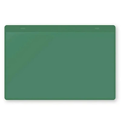 Image of Magnetic Green Document Pockets A5 Horizontal 230mm Wide x 155mm high (Pack of 10) Industrial Strength Clear
