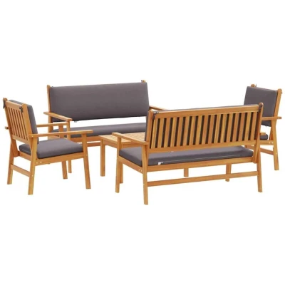Image of vidaXL 5 Piece Garden Sofa Set with Cushions Solid Wood Acacia