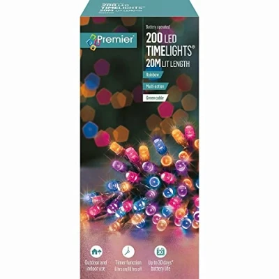 Image of Premier 200 Rainbow Multi Action Battery Operated LED Lights with Timer