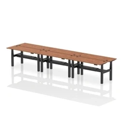 Image of Air B2B 1600x600mm Height Adjustable 6P Bench Desk CP Walnut/Black