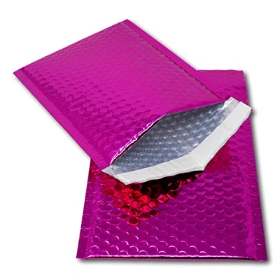 Image of EPOSGEAR 10 Hot Pink Shiny Metallic Foil Bubble Padded Bag Mailing Envelopes Perfect for Marketing, Promotions or and Alternative to Gift wrap (A5 / C5 (DVD) 250mm x 180mm)