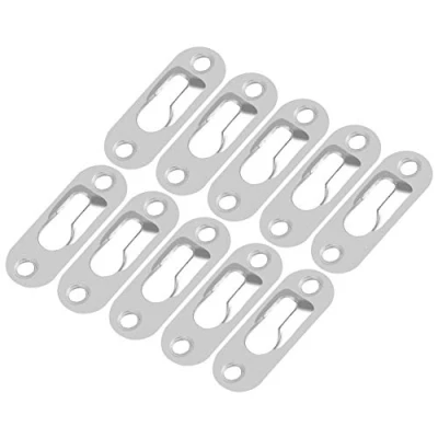 Image of Keyhole Hangers, 40 Pcs Silver Tone Mental Picture Hanger Hang Wall Indoor Fasteners for Mirror Photo Frames Connection