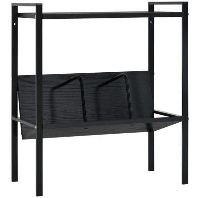 Image of vidaXL 2 Layer Book Shelf Black 52x28x59 cm Engineered Wood
