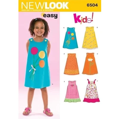 Image of New Look Sewing Pattern 6504 Child Dresses Sizes: A (3,4,5,6,7,8)