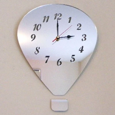 Image of Super Cool Creations Hot Air Balloon Clock Silver Acrylic Mirror, Size 30cm x 17cm