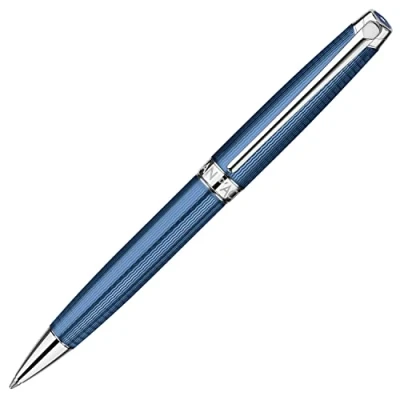 Image of Caran d&#039;Ache CD4789.168 Leman Grand Blue Silver Plated/Rhodium Coated Ballpoint Pen
