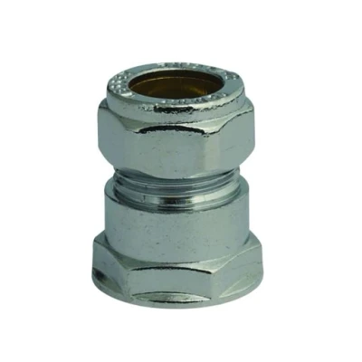 Image of Plumbright Compression Straight Coupling 15mm x 1/2&quot; Chrome Plated G31215CP