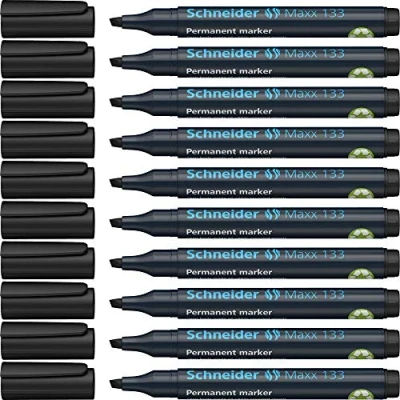 Image of Schneider 133 Permanent Marker Pen 1+4 mm Black Cap Off Ink Refillable Pack of 10