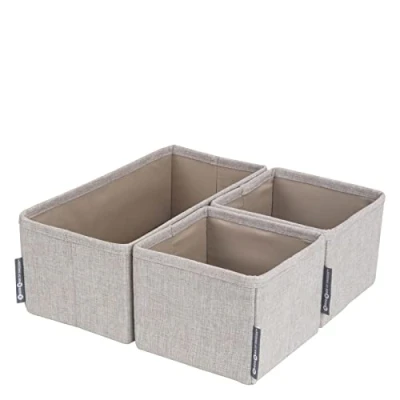 Image of Bigso Box of Sweden Set 3 Storage Boxes Drawer Organiser with Two Small and One Large Ideal for Clothes to Insert in Dresser Grey