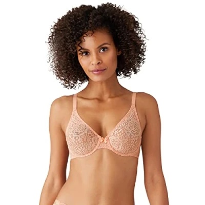 Image of Wacoal Halo Lace Underwire Bra Almost Apricot Pink 34D