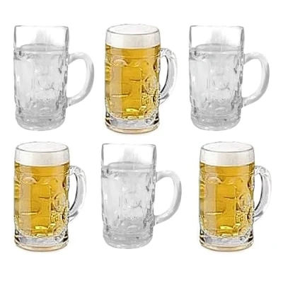 Image of Chabrias Ltd German Beer Stein Glass 2 Pint/Mini Classic Tankards, Mugs, Steins Pint Tankards (6, Mini Shot Tankards)