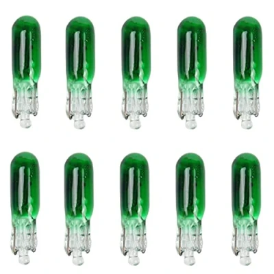 Image of PNNNU 10Pcs W2W T5 12V 1.2W Car Halogen Lamp Instrument Lights Dashboard Bulb Auto Interior Light Styling,Green