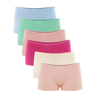 Image of Libella® Underwear Shorts Women Boxers Panties Boyshorts Cotton Briefs Ladies 6 Pack 3901 Pink/Light Pink/Grass Green/Dark Pink/Almond White/Sky Blue L