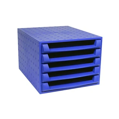 Image of Exacompta Ref 221101D Forever Collection The Box 387 x 284 218mm in Size, 5 Open Drawers, 38mm Drawer Height, Suitable for A4+ Documents Cobalt Blue