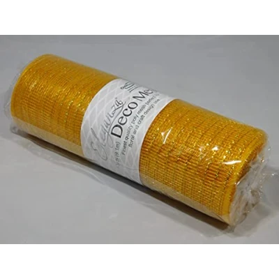 Image of 1 roll 25cm x 9.1 metres Metallic Yellow Gold Deco Mesh Waterproof Netting Decomesh Ruffle Wreaths ELEGANZA