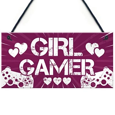 Image of RED OCEAN Gaming Bedroom Gifts Novelty Room Sign Gamer For Women Funny Birthday Gift Daughter Sister