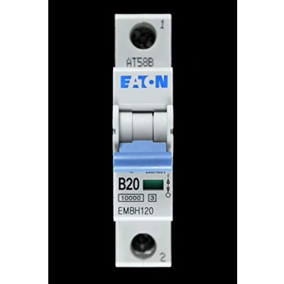 Image of EATON 20 AMP TYPE B 10 KA 230V SINGLE POLE MCB CIRCUIT BREAKER EMBH120 BSEN60898