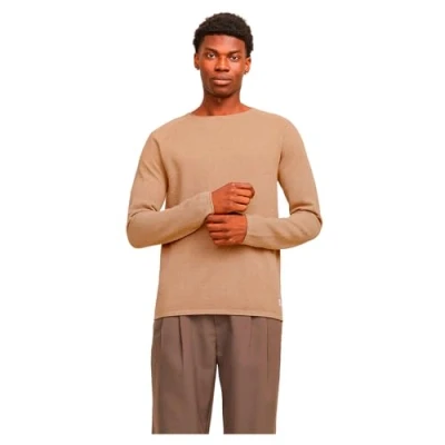 Image of JACK &amp; JONES Men&#039;s Jjehill Knit Crew Neck Noos Jumper, Coriander/Detail: Twist, X Small