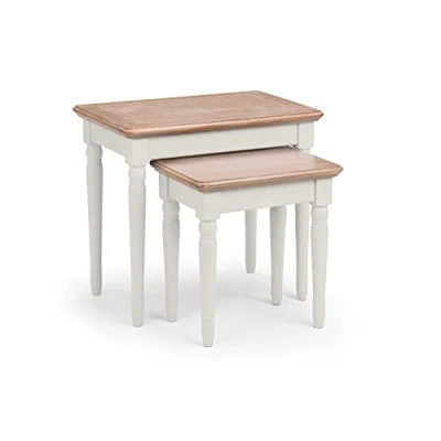 Image of Julian Bowen Provence Nest Of Tables, Rubberwood, Limed Oak/Grey, Height: 51, Width: 56, Depth: 38cm