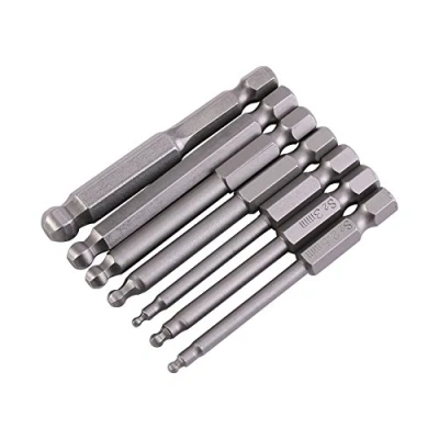Image of 7Pcs 1/4 Inch Hex Shank 2/2.5/3/4/5/6/8mm Ball Head Screwdriver Bit Set Magnetic Allen Wrench End Tip 65mm Length