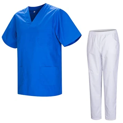 Image of MISEMIYA Uniforms Unisex Scrub Set Medical Uniform with Top and Pants 817 8312 BLANCO Medium, Royal Blue