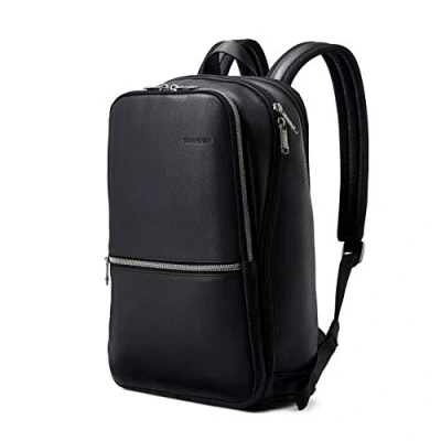 Image of Samsonite Classic Leather Slim Backpack, Black, One Size, Backpack