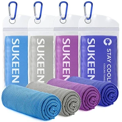 Image of Sukeen [4 Pack Cooling Towel (40&quot;x12&quot;),Ice Towel,Soft Breathable Chilly Towel,Microfiber for Yoga,Sport,Running,Gym,Workout,Camping,Fitness,Workout &amp; More Activities