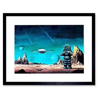 Image of Wee Blue Coo Film Robby Robot Forbidden Planet Space Stars Picture Framed Wall Art Print