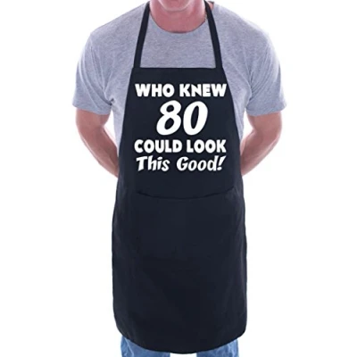 Image of Print4U 80th Birthday Who Knew 80 BBQ Cooking Funny Novelty Apron Black