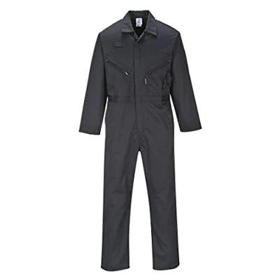 Image of Portwest C813 Men&#039;s Liverpool Lightweight Safety Coverall Boiler Suit Overalls Black Tall, Large