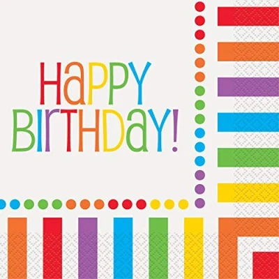 Image of Vibrant Rainbow Birthday Luncheon Paper Napkins (16cm) Pack of 16 Perfect for Colorful Celebrations