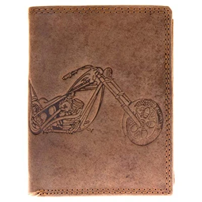 Image of Men&#039;s RFID Genuine Leather Wallet Wild Things Only with a Motorbike
