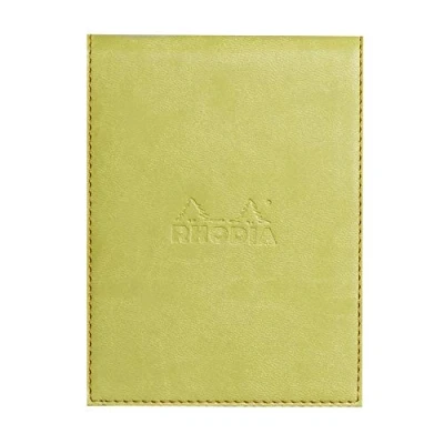 Image of RHODIA 128206C Clipboard Case + Stapled Notepad No. 12 Anise 8.5x12 cm Lined 80 Detachable Sheets White Clairefontaine Paper g/m Pencil Holder Faux Leather Rhodiarama Collection