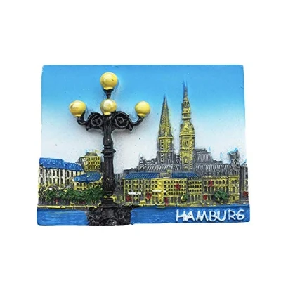 Image of Hamburg Germany 3D Refrigerator Magnet Souvenir Resin Collection,Hamburg Fridge Gift Magnetic Sticker Home Kitchen Decoration