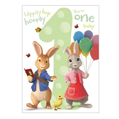 Image of Age 1 Birthday Card, Peter Rabbit 1st Card Rabbit, Happy